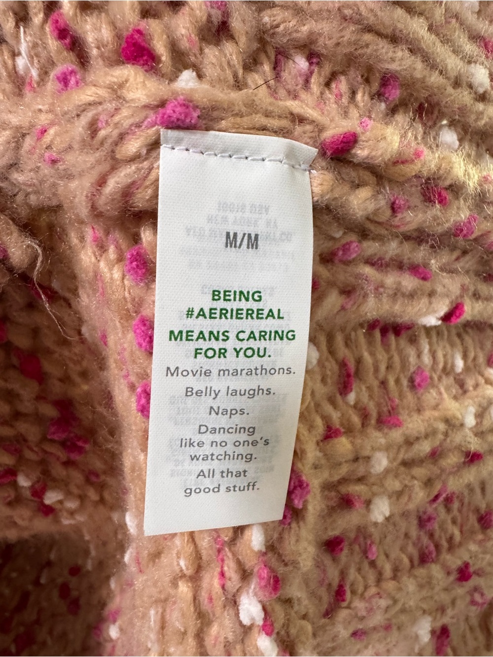 aerie Pink Speckled Open-Front Knit Cardigan - Picture 3 of 4